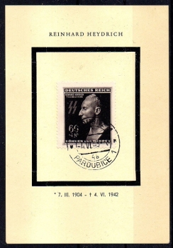 Michel Nr. 131 (Böhmen und Mähren) Gedenkblatt zum 1. Togestag von Reinhard Heydrich.